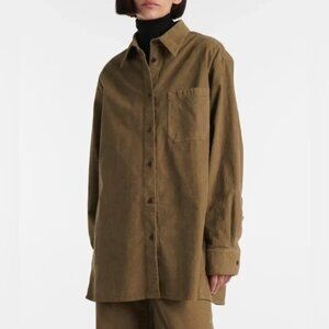 The Row Idro Oversized Khaki Corduroy Button Down xs
